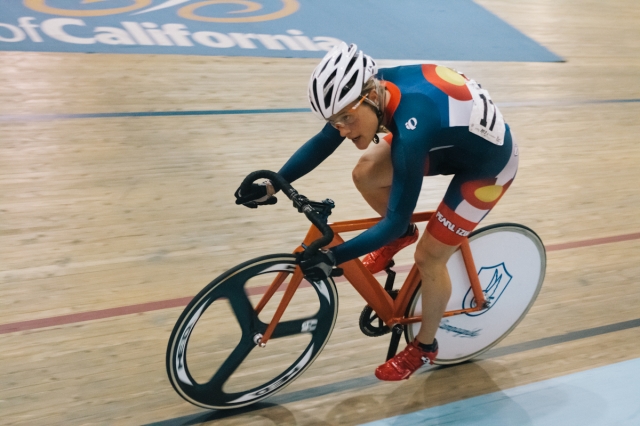 Katie Compton teamed up with Cari Higgins in the women's Madison.